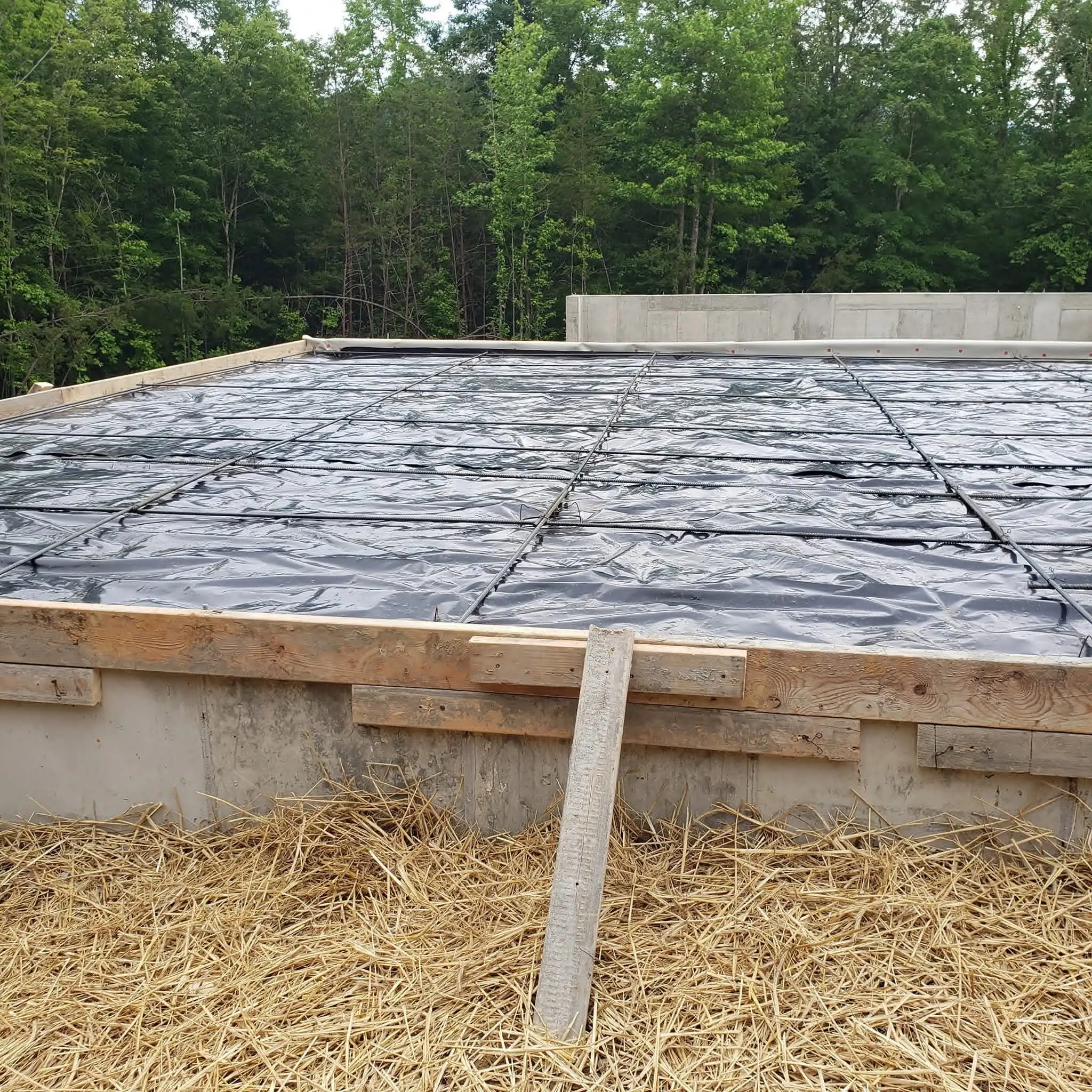 Garage foundation formed and filled with compacted gravel before the pour in Knoxville, Tennessee